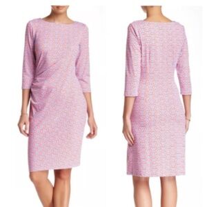 J. McLaughlin Catalina Cloth Sage Ruched Dress Long Sleeve